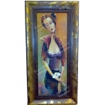 Naine Punase kleidi ja lillega.(Mõõdud 48*24 raamiga).