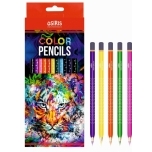 Värvipliiatsid OSIRIS kolmnurksed, 12 värvi + teritaja