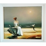 Tüdruk,paat ja kajakas 52,5*47 Jüri Ristna