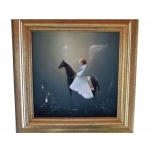 Jüri Ristna õlimaal Unenägu Tüdruk hobusel 36x36 1997.a