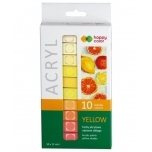 Akrüülvärvide komplekt 10tk 12ml Kollased toonid Happy Color