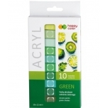 Akrüülvärvide komplekt 10tk 12ml Rohelised toonid Happy Color