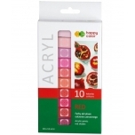 Akrüülvärvide komplekt 10tk 12ml Punased toonid Happy Color