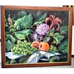 Õlimaal natüürmort viinamarjad,virsikud 2008 Vadim Galtsov