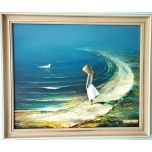 Tüdruk mere ääres.Jüri Ristna 2001.a Õlimaal 68x56cm. 
