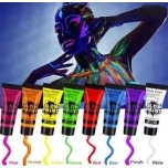 Pimedas helendavad näo ja kehamaali värvid 8tk 10ml