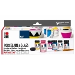 Portselani-ja klaasivärv Marabu Matt komplekt 6*15ml,pintsel