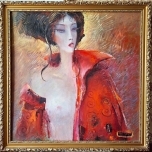 Jüri Ristna õlimaal 60*60 Jaapanlanna punases.2000.a