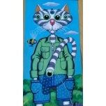 5 silmaga kalamees kass.Jaan Männik akrüülmaal lõuendil.