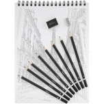 Joonistamise komplekt 12 osa plokk,pliiatsid,hõõrits Nassau