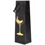 Kinkekott paelsangaga pokaaliga must veinile 13+13x36cm