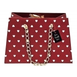 Kinkekott Käekott südametega punane kuldse ketiga Väike 14 x 21 x 10 cm Gisel