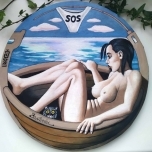 SOS.Lõuend raamil.Ümmargune.Akrüülmaal