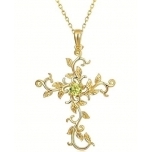 Kuldne Kaelaehe Lehtede ja Õrnrohelise Kiviga Rist