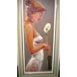 Jüri Ristna Tüdruk Valge kallaga, 1996a,18,5x37,5 (raamiga)