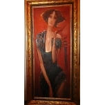 Jüri Ristna Tüdruk Must kleit,1996a 27,5x57,5 (raamiga)